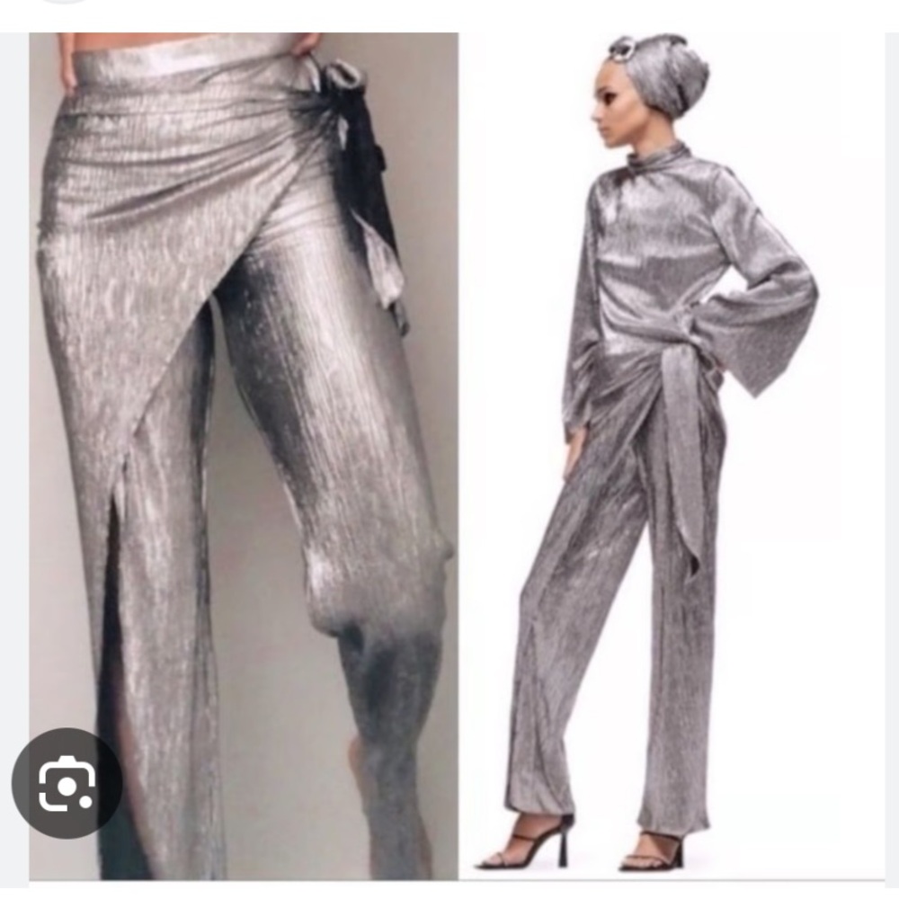 Zara Silver Sparkly Pants - Picture 4 of 9